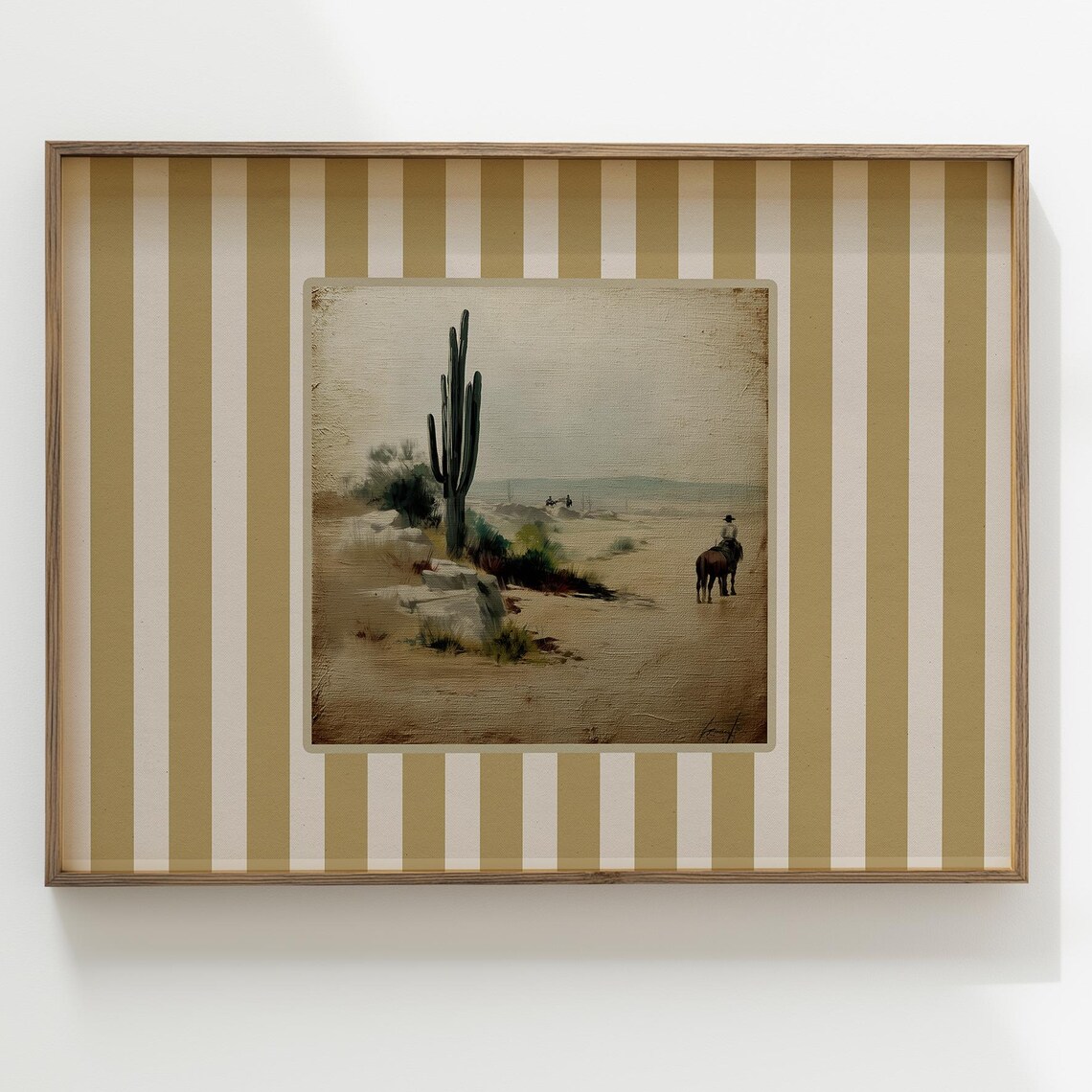 Vintage Desert Cowboy on Horseback Saguaro Cactus Western Poster