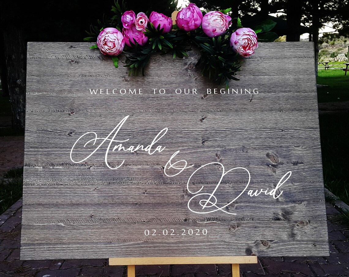 Personalized Wedding Welcome Sign Wooden Calligraphy Board Poster - Image 3