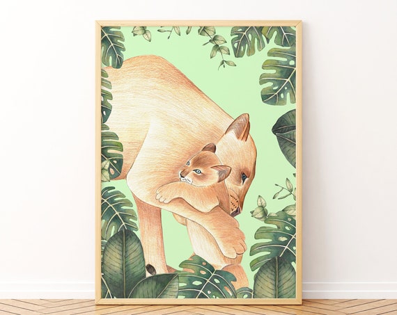 Jungle Lion Print, Safari Nursery Animal Art