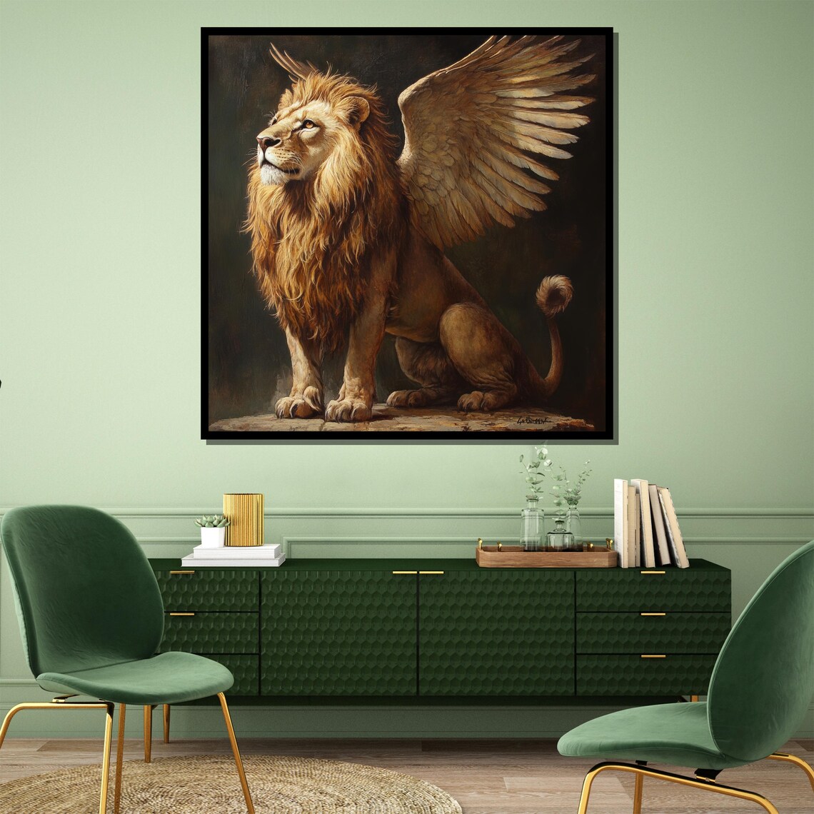 Winged Lion in Fantasy Art Majestic Mythical Creature Poster - Image 4