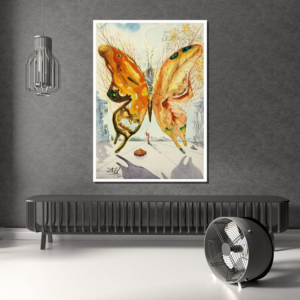 Salvador Dali Butterfly Landscape Signed Surrealist Dream Poster - Image 4
