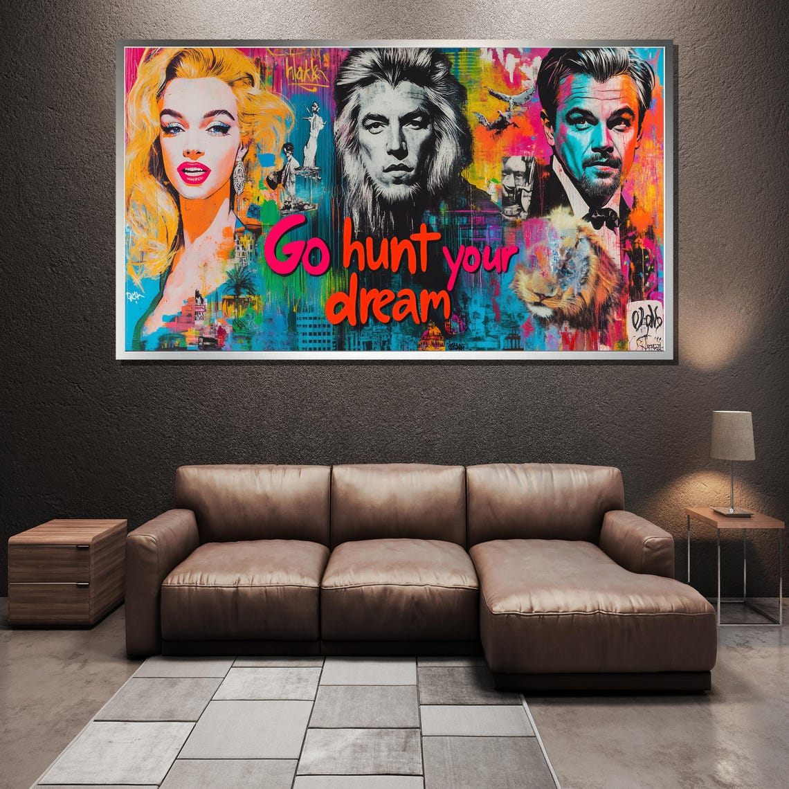 Go Hunt Your Dream Colorful Motivational Pop Art Collage Poster - Image 4