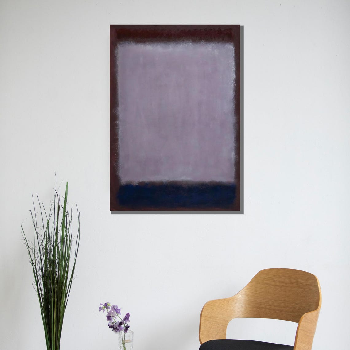 Dusty Lavender and Deep Navy Moody Color Field Abstract Poster - Image 3