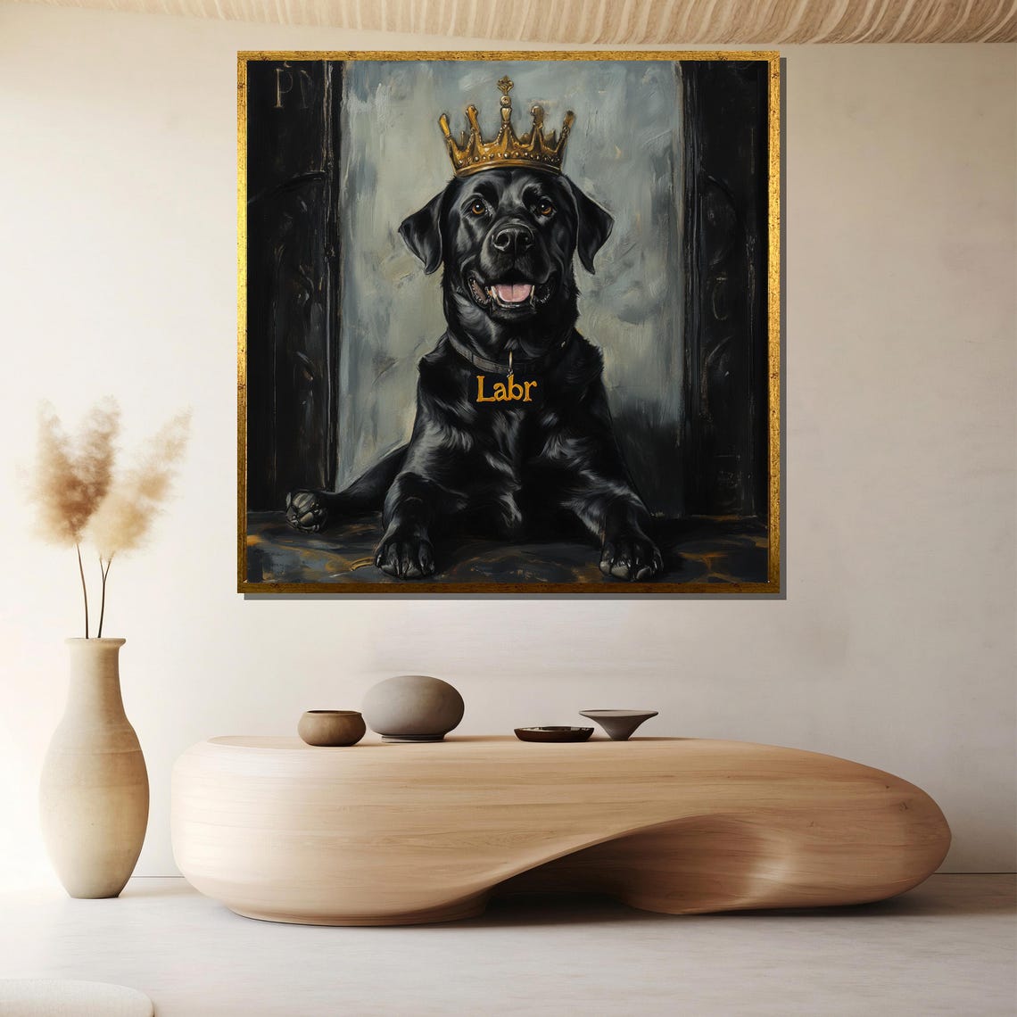 Black Labrador Wearing Gold Crown Royal Dog Funny Pet Poster