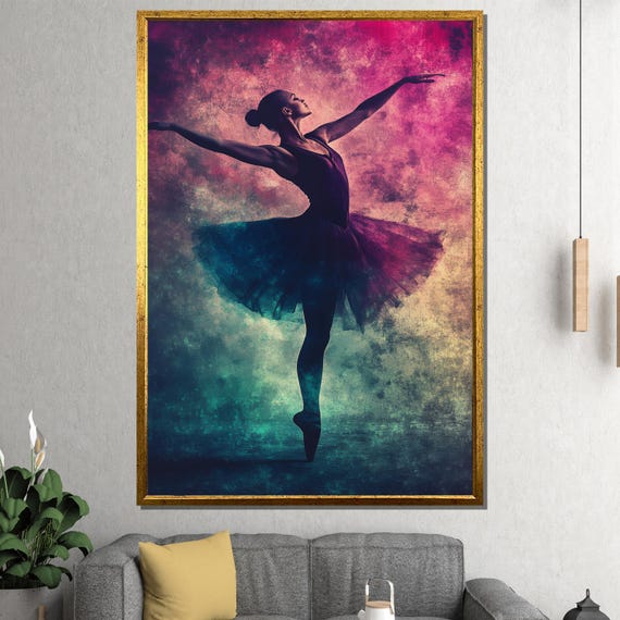 Colorful Ballerina Painting Elegant Dance Wall Art And Unique Gift For Ballet Lovers And Artistic Home Decor
