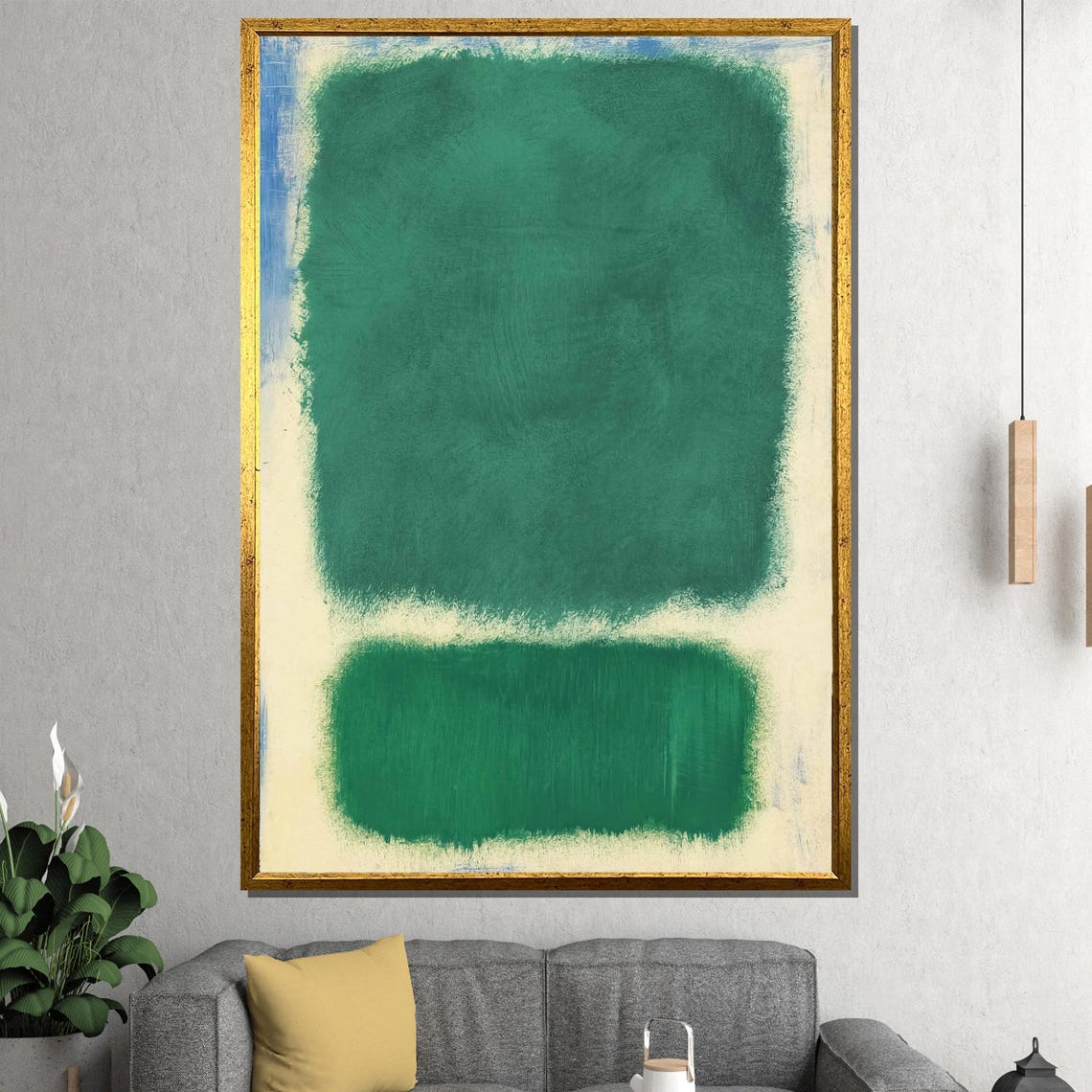 Emerald Green and Cream Soft Color Field Modern Abstract Poster