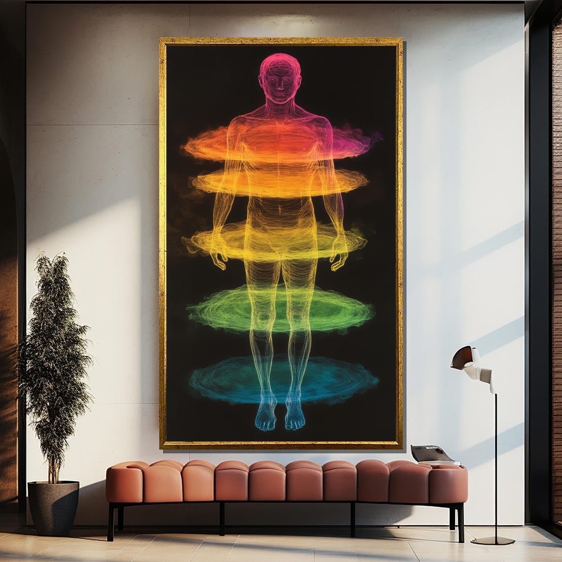 Chakra Energy Body Rainbow Aura on Black Background Art Poster