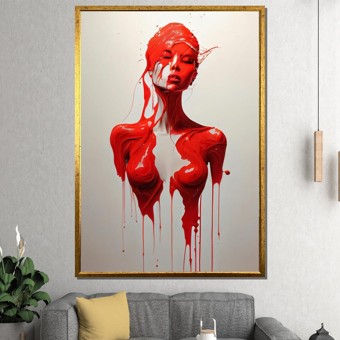 Dripping Red Woman Abstract Modern Bold Statement Art Poster
