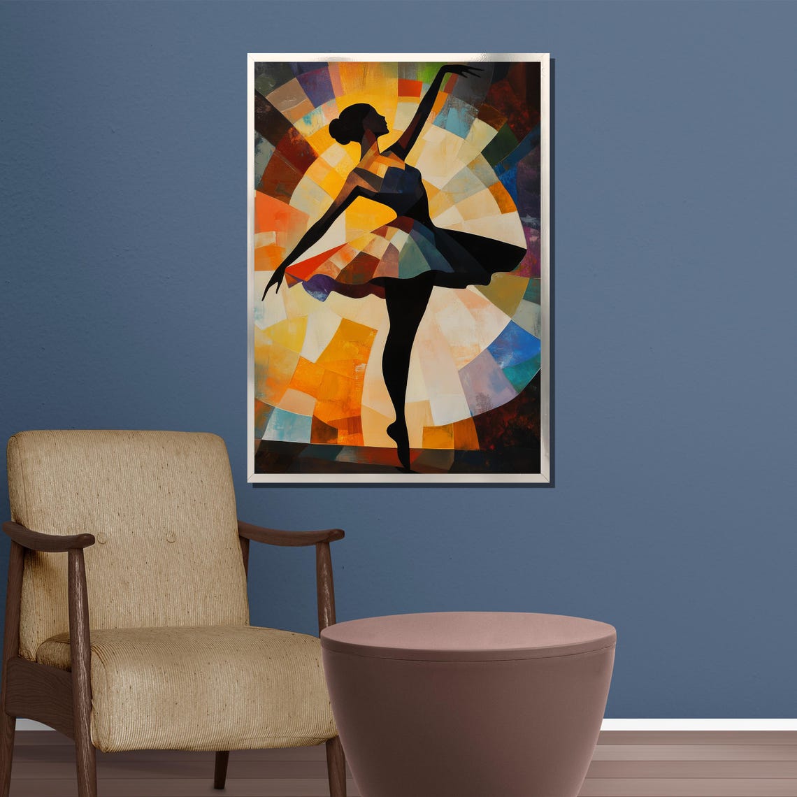 Mosaic Ballerina Dancer in Stained Glass Style Colorful Art Poster - Image 3