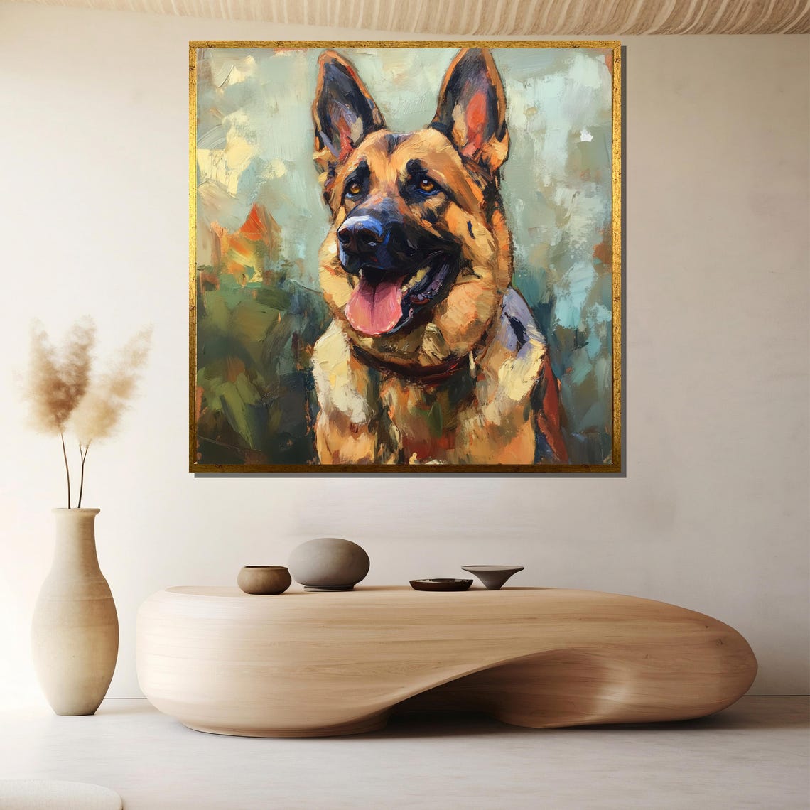 Happy German Shepherd with a Big Smile Dog Portrait Art Poster