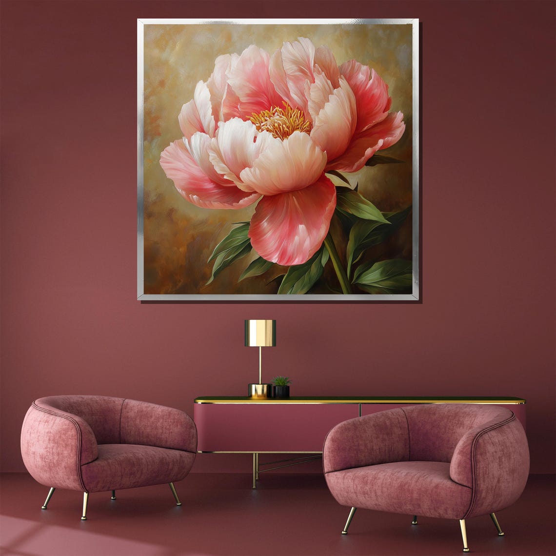 Blush Pink Peony Bloom in Soft Romantic Painterly Floral Art Poster - Image 3