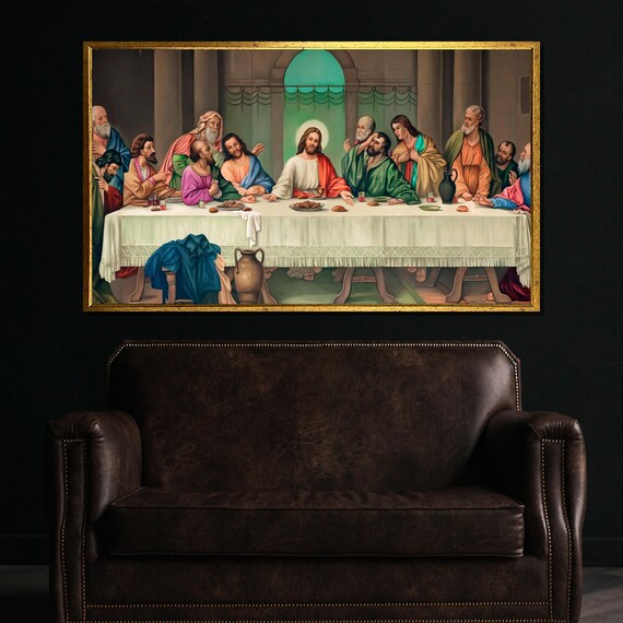 The Last Supper Jesus and Apostles Colorful Traditional Poster