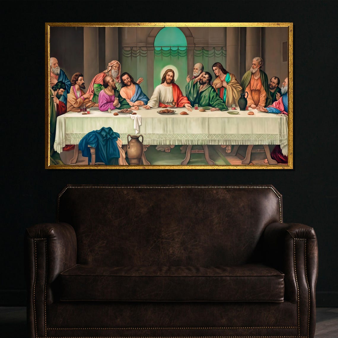 The Last Supper Jesus and Apostles Colorful Traditional Poster