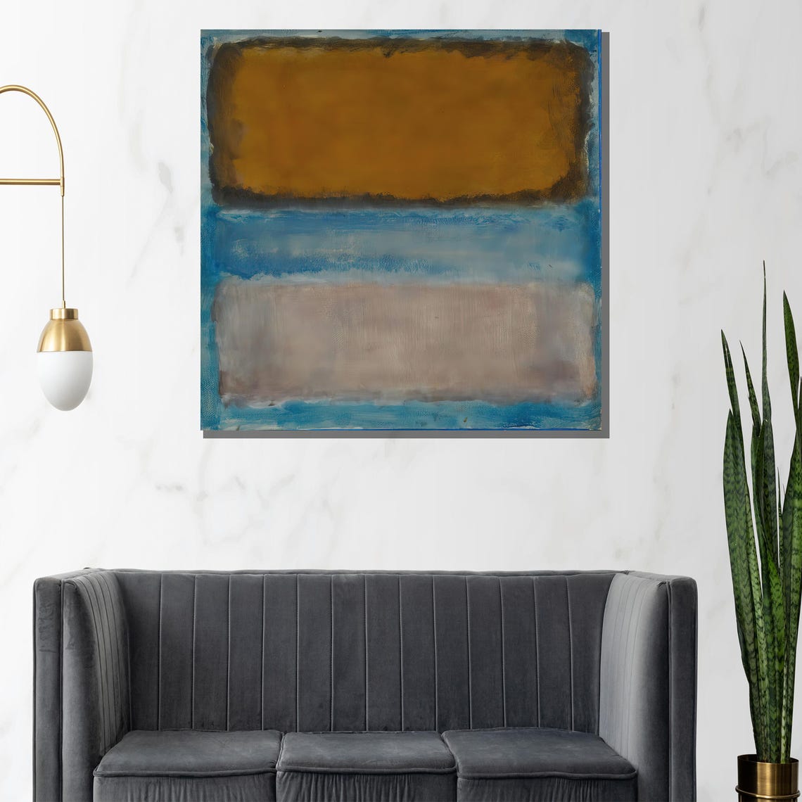 Mark Rothko Blue and Earthy Tones Calm Abstract Color Poster - Image 3