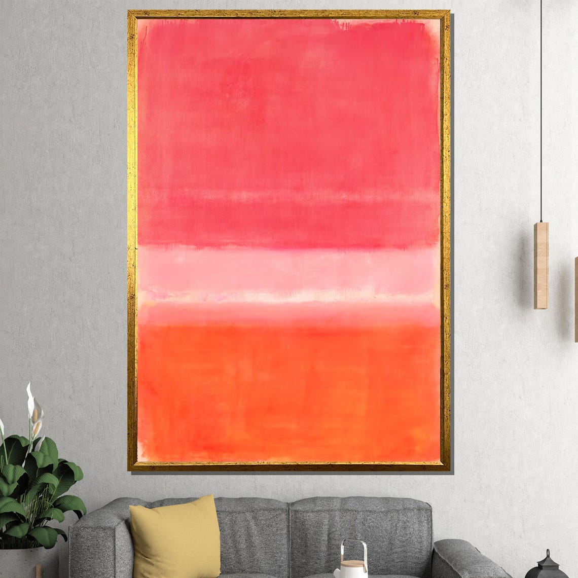 Glowing Coral Red and Tangerine Sunset Color Field Abstract Poster