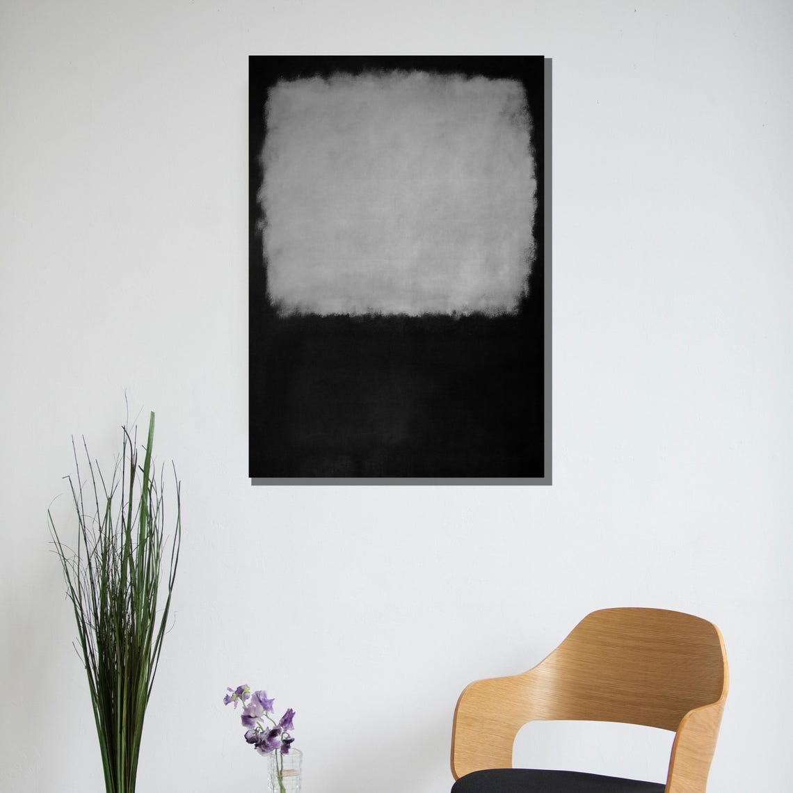 Monochrome Black Gray and White Minimalist Color Field Poster - Image 3