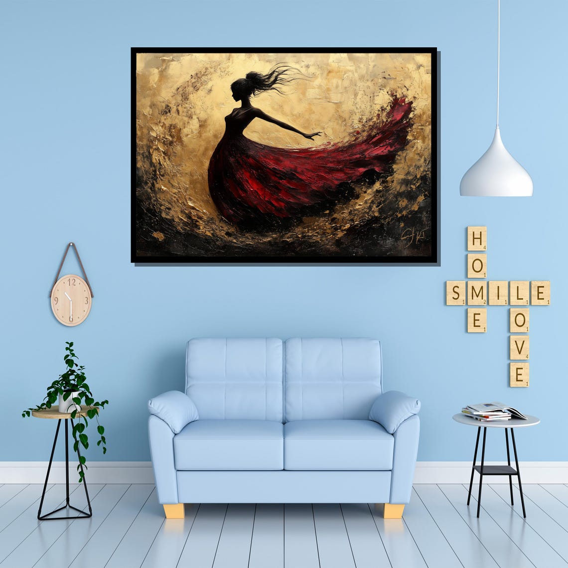 Golden Silhouette Dancer Painting Elegant Wall Art Gift For Dance Lovers And Luxurious Home Decor - Image 4