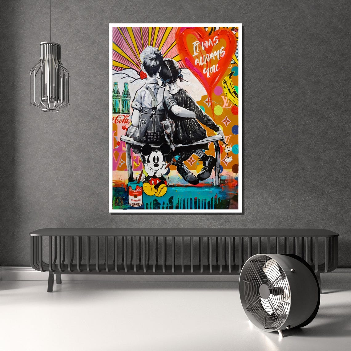 Pop Art Collage Of Childhood Romance With Mickey Mouse Poster - Image 2