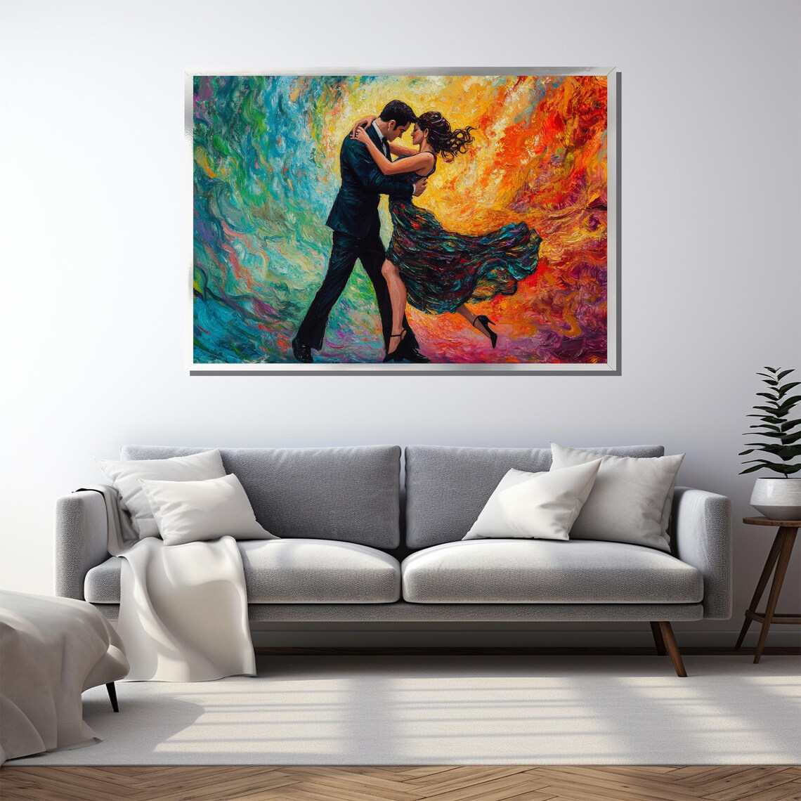 Passionate Fiery Tango Dance Couple Swirling Color Painting Poster - Image 4