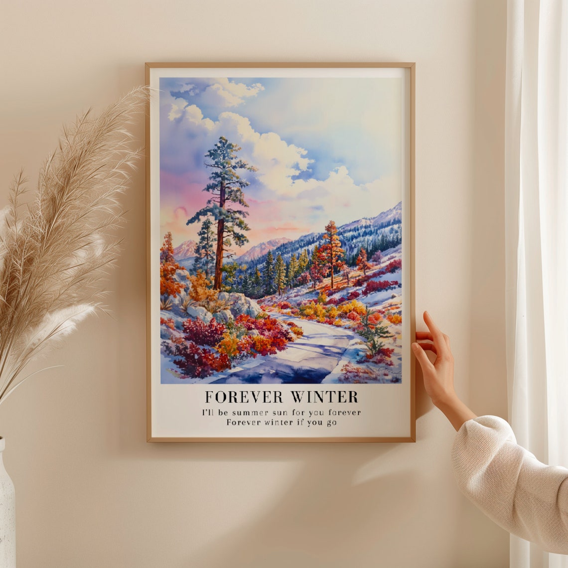 Taylor Swift Forever Winter Snowy Mountain Pines Watercolor Poster - Image 3