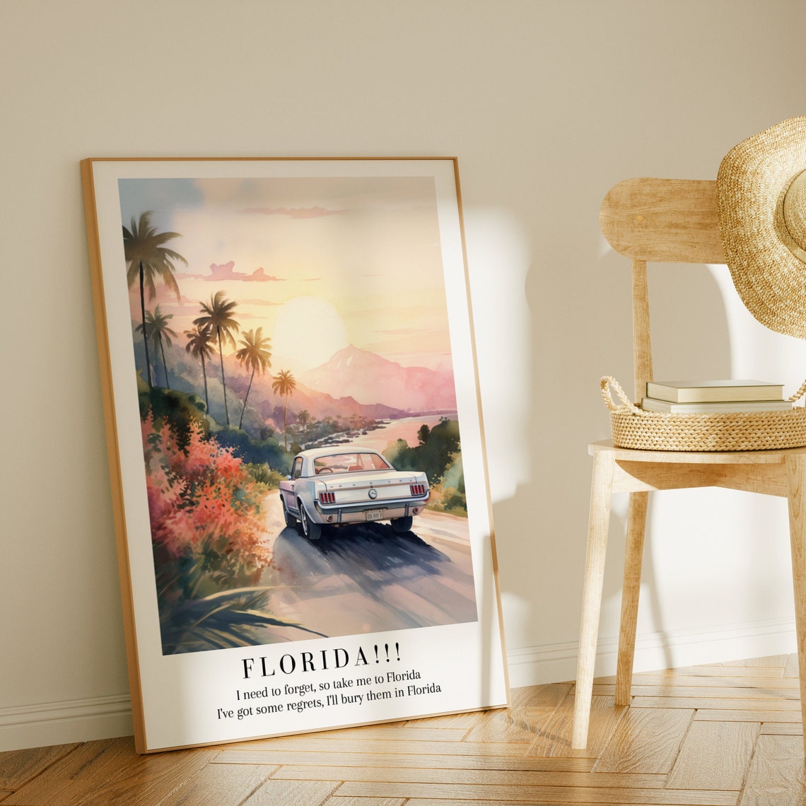 Taylor Swift Florida Lyrics Vintage Car Palm Road Trip Poster - Image 2