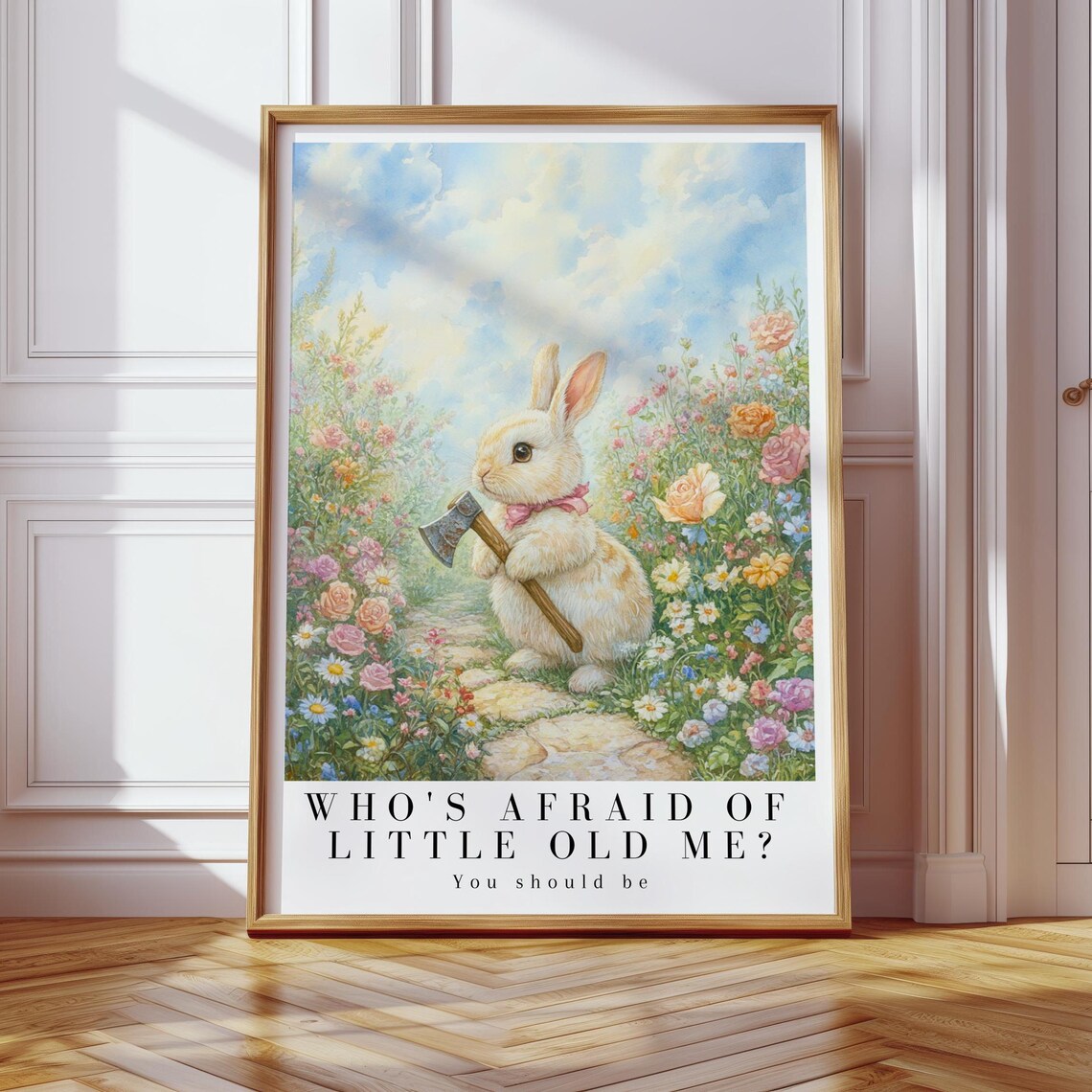 Who's Afraid of Little Old Me? Bunny Watercolor Art Print - Image 3