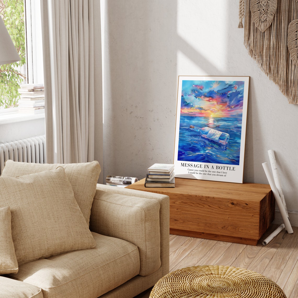 Taylor Swift Message In A Bottle Sunset Ocean Watercolor Poster - Image 2