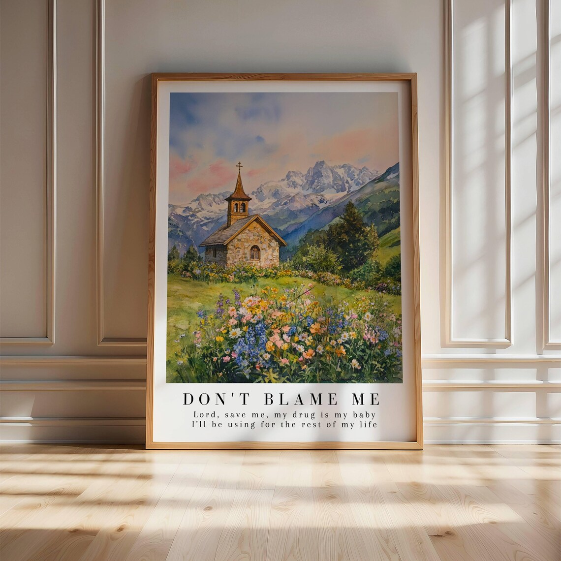Taylor Swift Don't Blame Me Chapel Mountain Floral Watercolor Poster