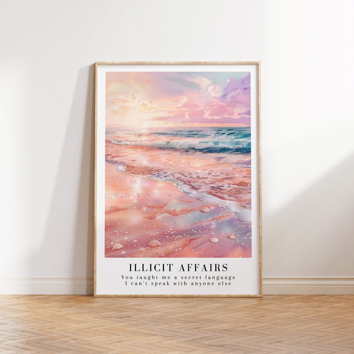 Taylor Swift Illicit Affairs Pink Beach Sunset Watercolor Poster - Image 2