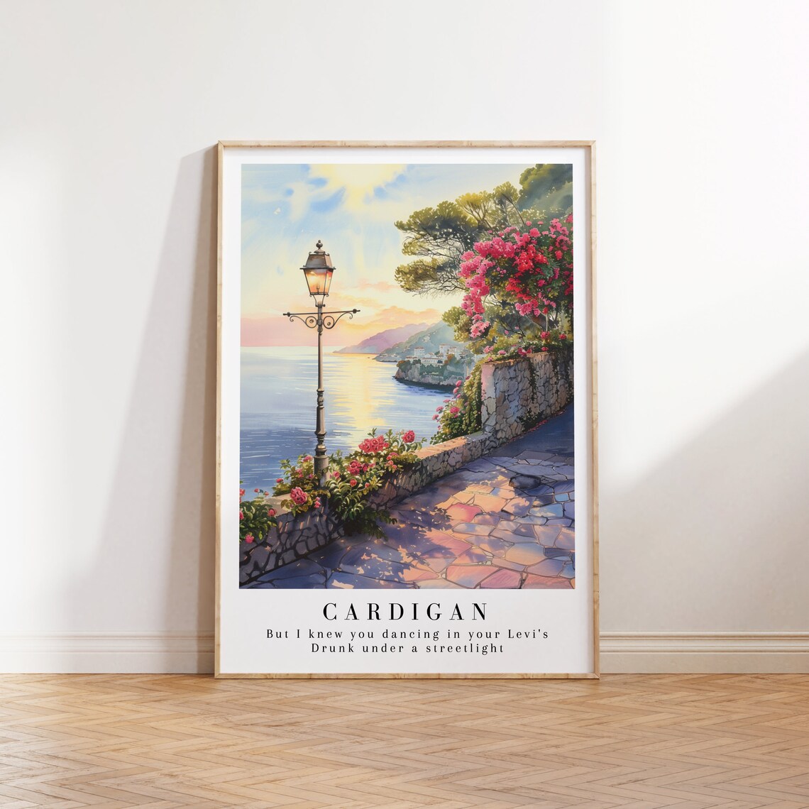Cardigan Taylor Swift Folklore Watercolor Seaside Sunset Terrace Art Print - Image 2