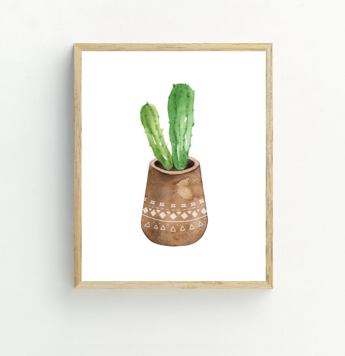 Watercolor Potted Cactus Terracotta Pot Boho Botanical Wall Art Print - Image 2