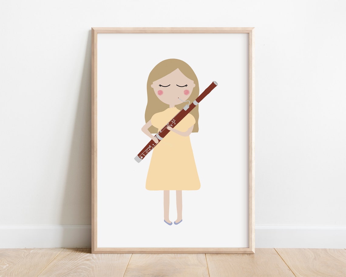 Bassoon Player Girl Art Print Bassoon Print Bassoon Poster Bassoon Player Bassoon Musician Bassoon Instrument