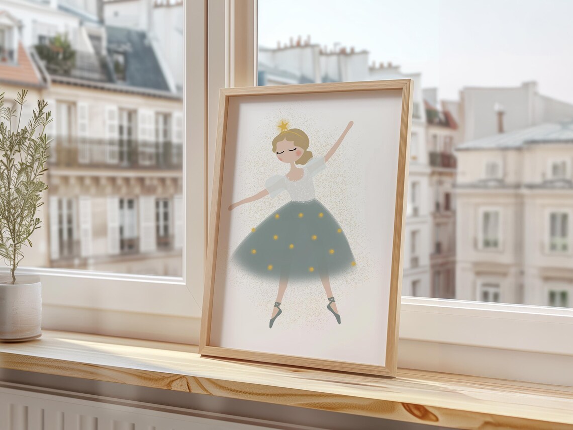 Christmas Ballerina Art Print Ballerina Christmas Tree Christmas Ballet Gift Ballerina Wall Art Ballerina Print - Image 3