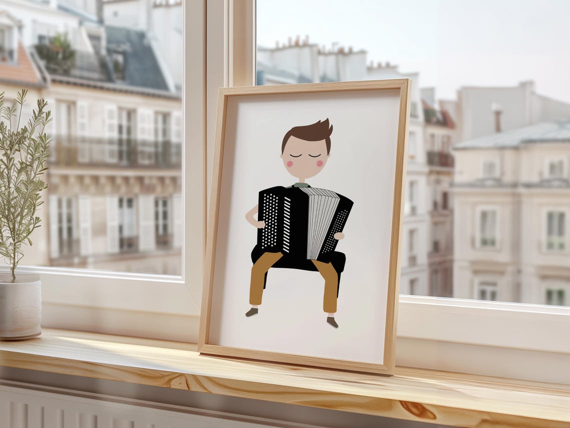 Accordion Player Boy Art Print Accordion Player Gift Accordion Illustration Accordion Print Accordion Art Accordion Poster - Image 3