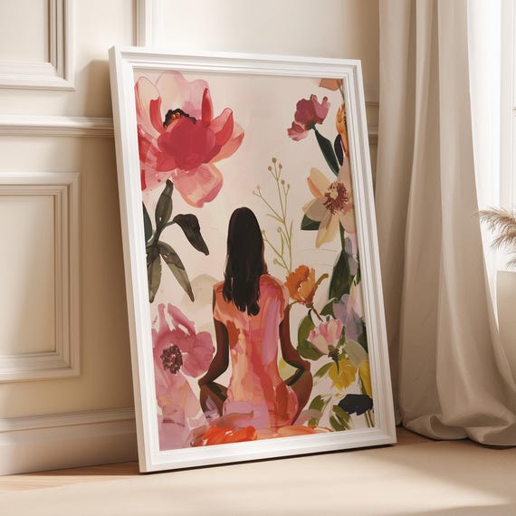 Meditation In Bloom Serene Figurative Artwork