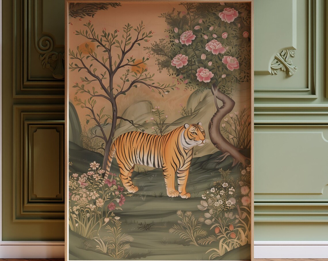 Indian Tiger Vintage Folk Art Jungle Poster Print - Image 3