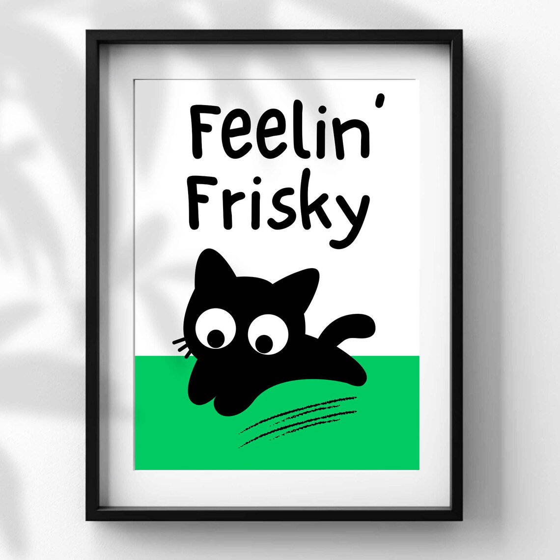 Feelin Frisky Pouncing Black Cat Funny Bathroom Quote Poster - Image 3