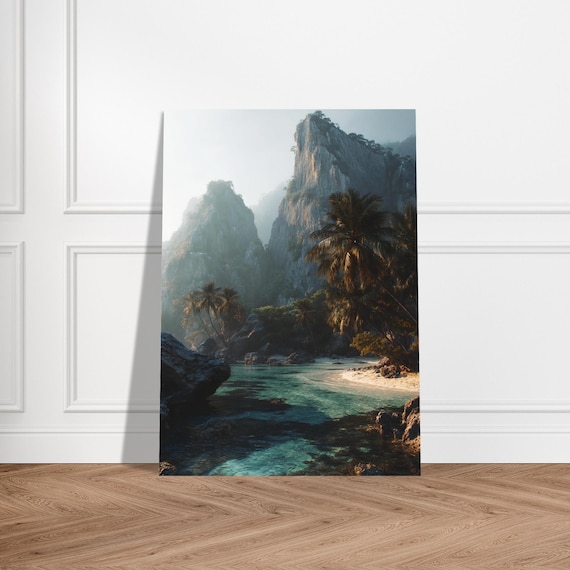 Tropical Island Hidden Cove Limestone Cliffs Lagoon Beach Poster
