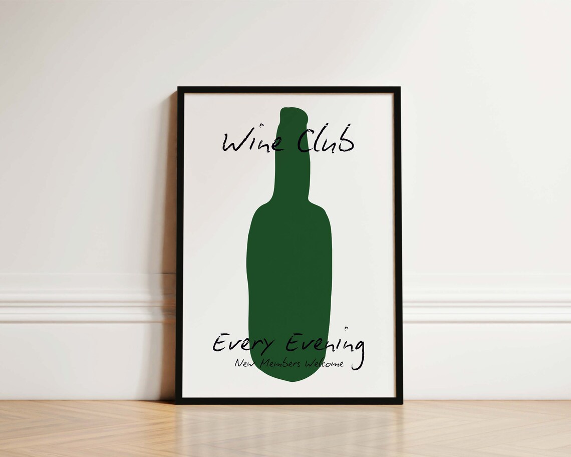 Wine Club Every Evening Funny Wine Lover Kitchen Poster Decor