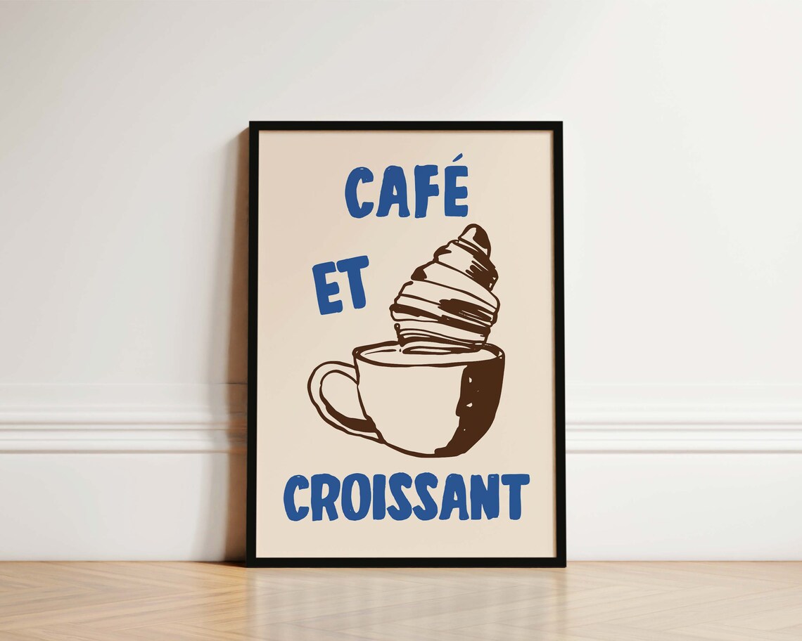 Coffee And Croissant French Breakfast Kitchen Art Print