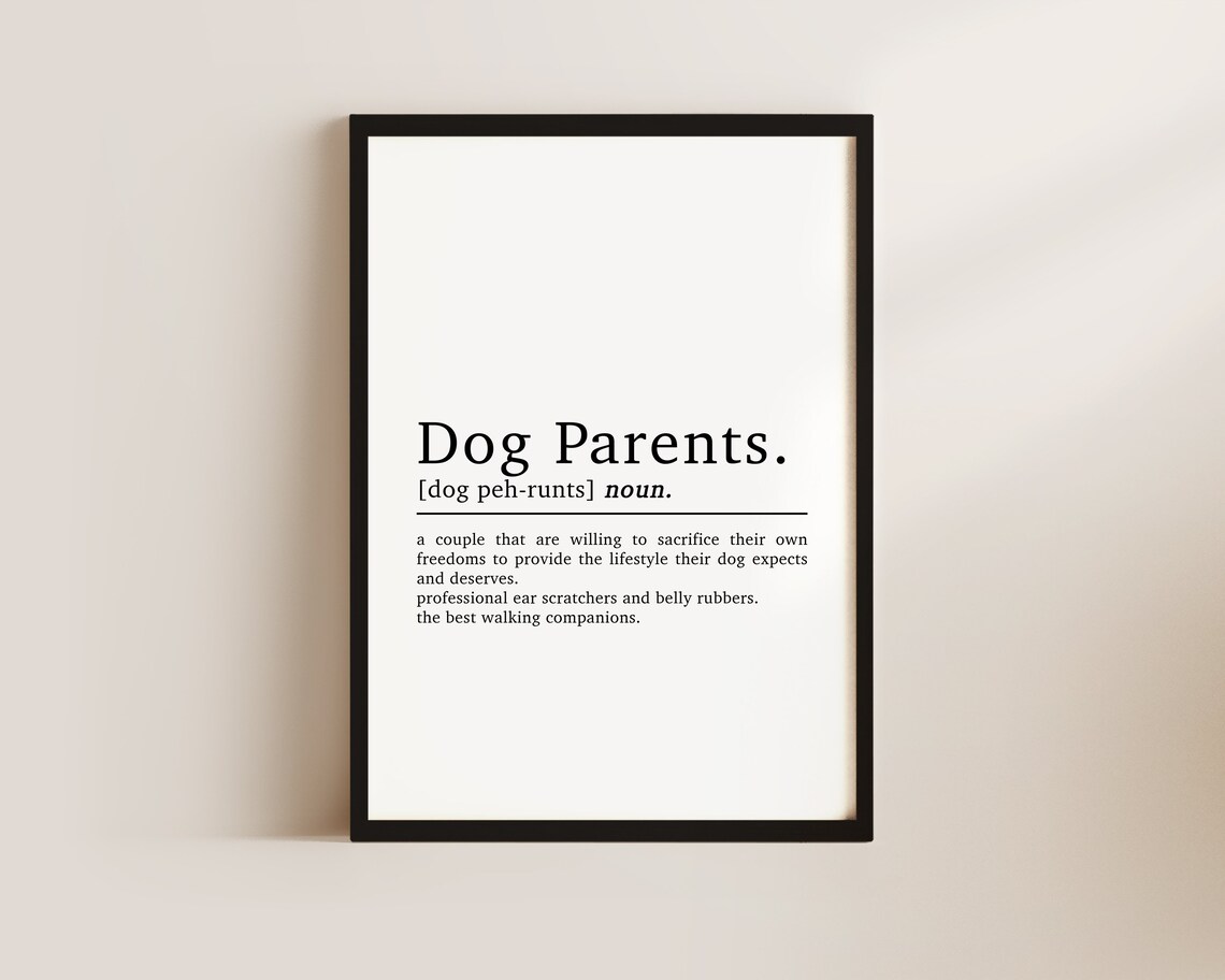 Dog Mum And Dad Definition Print, Dog Lovers Gift