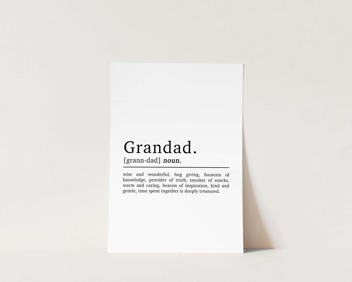 Grandad Definition Art Print, Funny Family Quote - Image 2