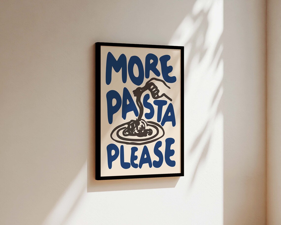 Hand-Drawn Pasta Kitchen Poster, Pasta Lover Gift - Image 3