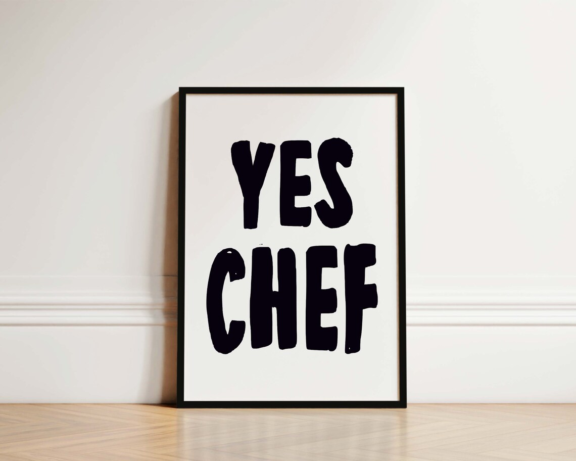 Yes Chef Kitchen Print, Hand-Drawn Kitchen Poster