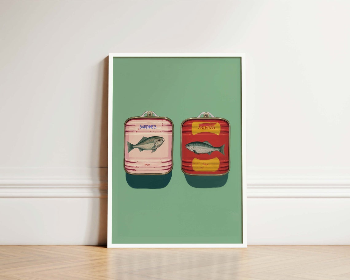 Sardine Art Print, Kitchen Wall Art for Green Decor - Image 3