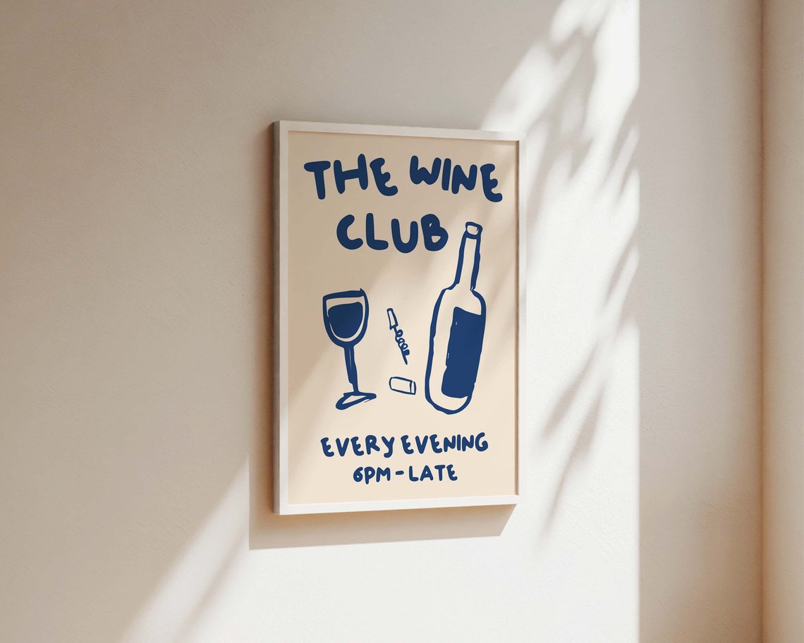 Wine Club Kitchen Quote, Art Print - Image 2
