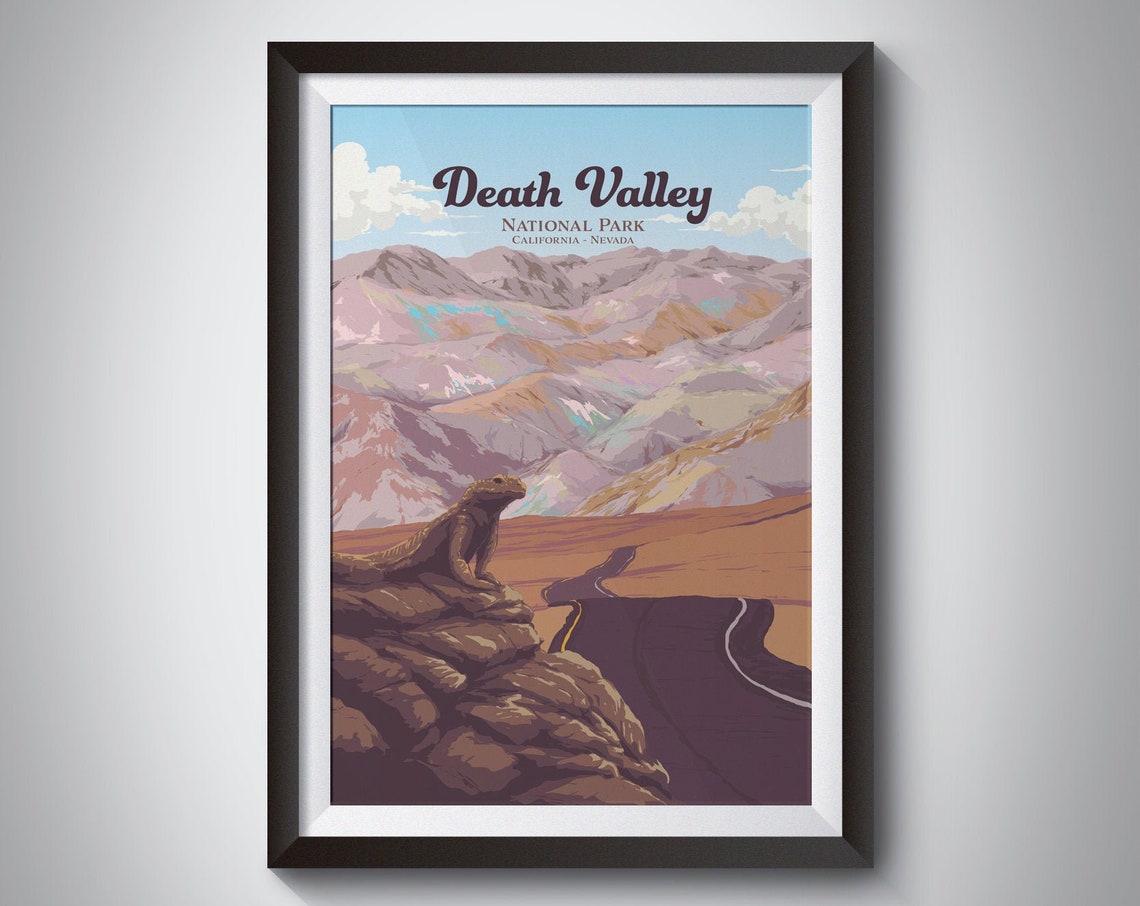 Death Valley National Park Desert Lizard Highway Vintage Poster