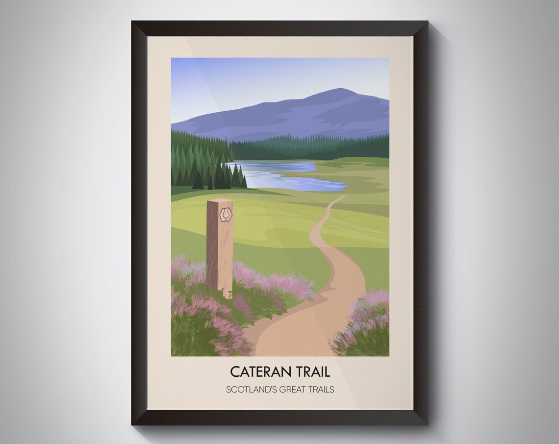 Cateran Trail Scotland Great Trails Hiking Path Vintage Travel Poster