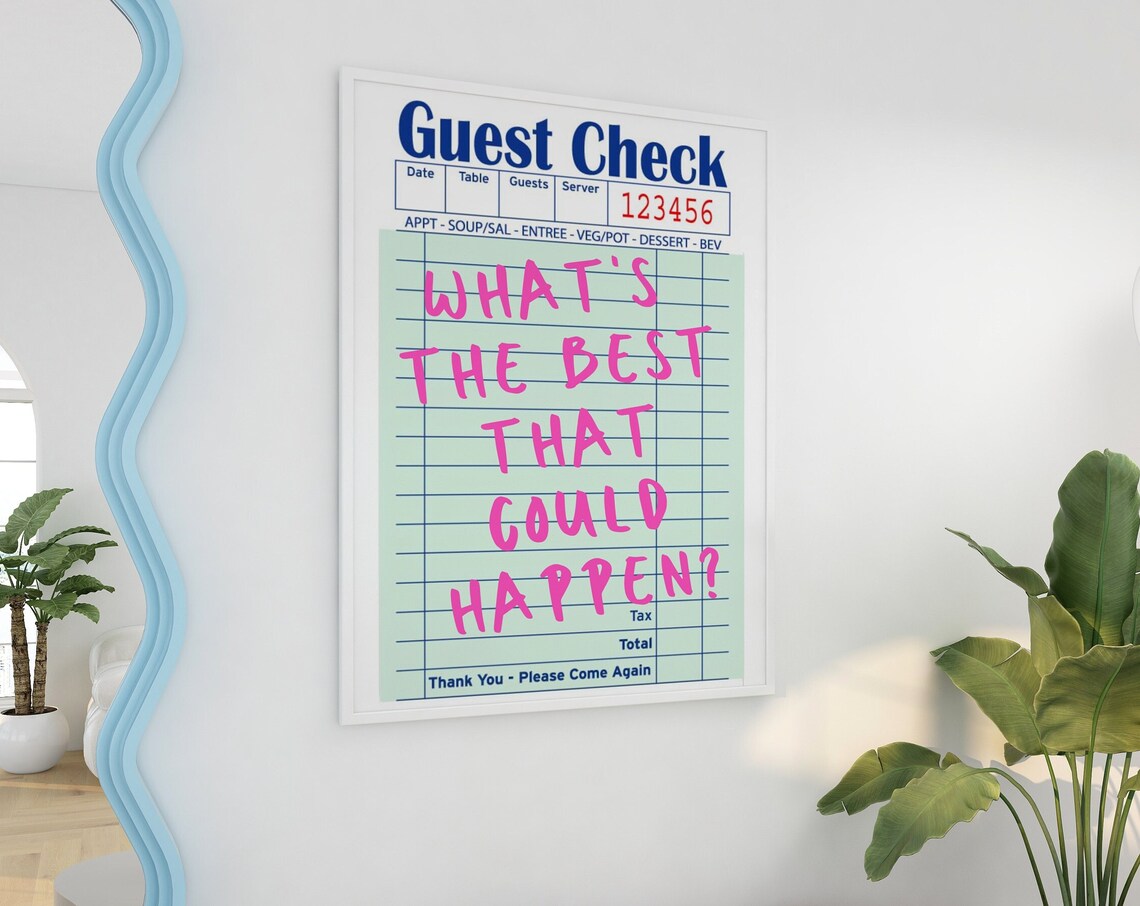 Guest Check Quote Art, Retro Bar Cart Poster - Image 3