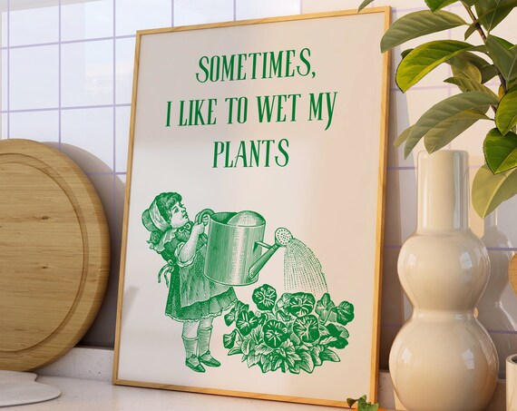 Retro Plant Lover Print Funny Plant Lady Wall Art Green Room Decor Botanical Poster Cute Vintage Typography Art Minimalist Aesthetic